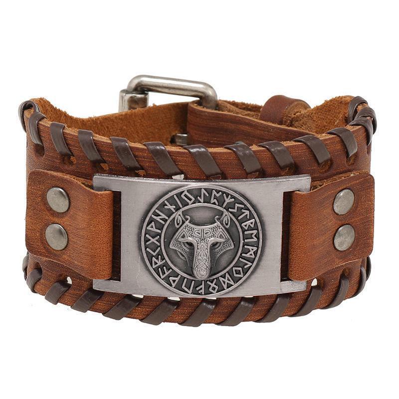 Браслет-талисман мужской VNOX Медведь Бьорн 27,5х4 см Коричневый/Серый (154777-Br)