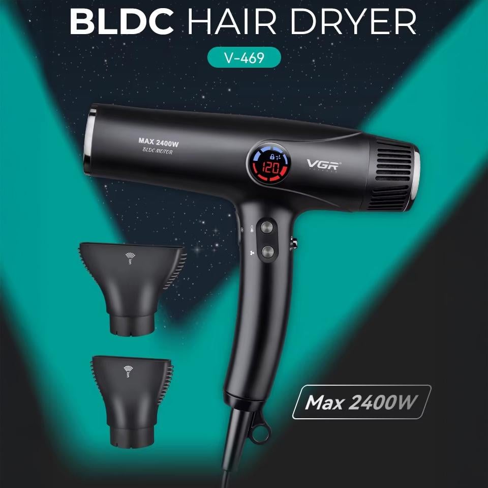 Фен VGR V469 2400 Вт з 2 насадками Чорний (30651777) - фото 8 Фен VGR V469 2400 Вт з 2 насадками Чорний (30651777) - фото 8