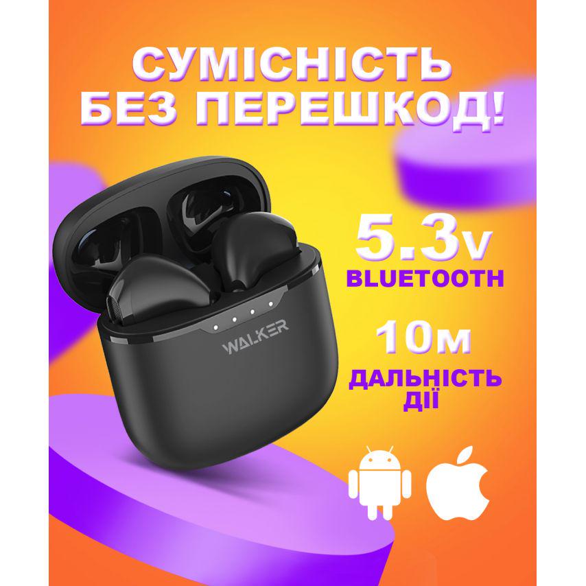 Навушники Bluetooth WALKER WTS-33 Black - фото 4