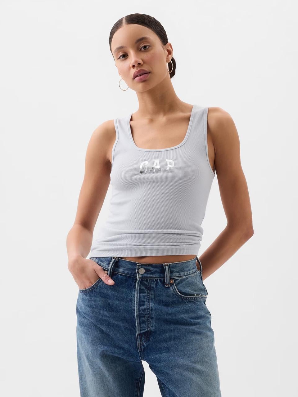 Майка женская GAP Logo Ribbed Tank Top S Серый (4826241296611) Майка женская GAP Logo Ribbed Tank Top S Серый (4826241296611)