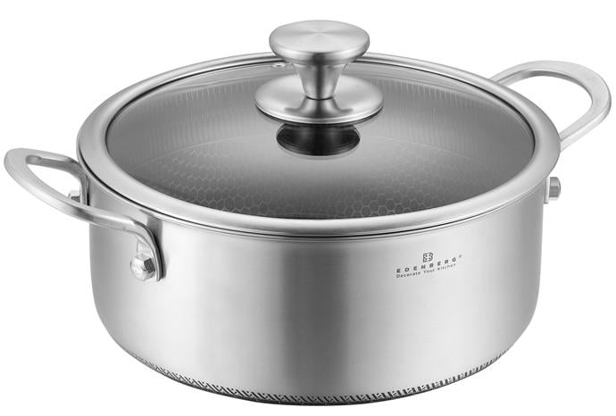 Кастрюля Edenberg 3,6 л из нержавеющей стали с крышкой с антипригарным покрытием (EB-17053)