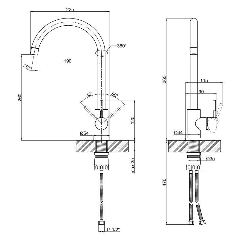 Змішувач Lidz BEI 12 32 015F-8 для кухні U 800 - фото 3 Змішувач Lidz BEI 12 32 015F-8 для кухні U 800 - фото 3