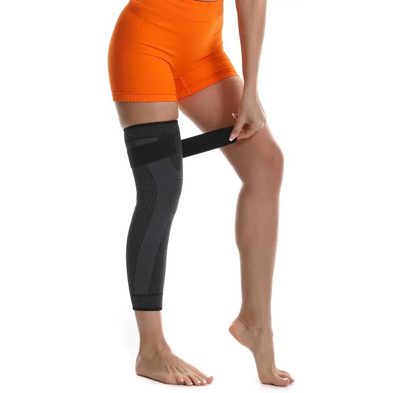 Наколінник подовжений еластичний з ременем на липучці Чорний (2536406489) - фото 6