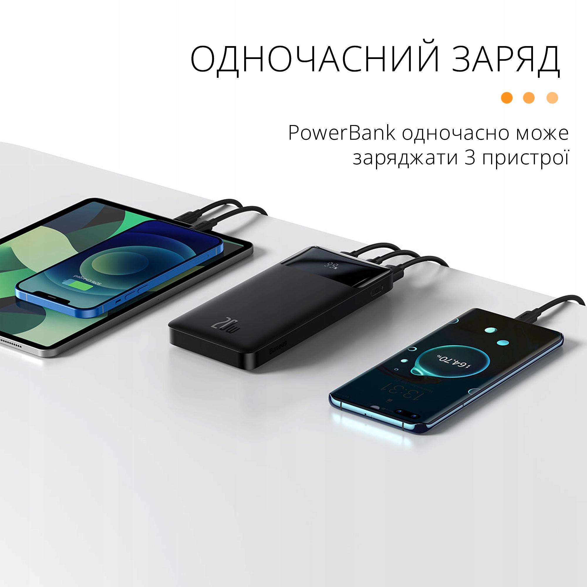 Аккумулятор внешний Baseus Bipow Digital Display 3A QC3.0+PD3.0 2USB+Type-C 10000 mAh 20 W Черный - фото 7