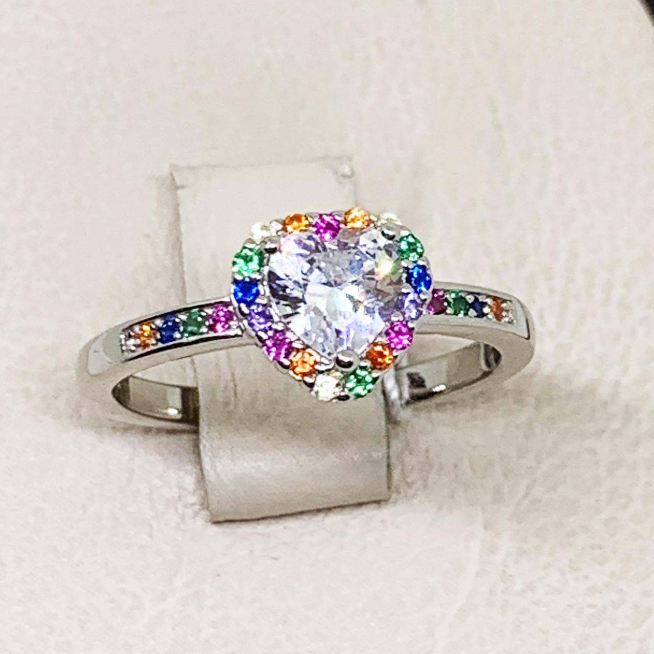 Кольцо серебряное Сердце с кубическим цирконием 2,93 г р. 17 (1685339131)