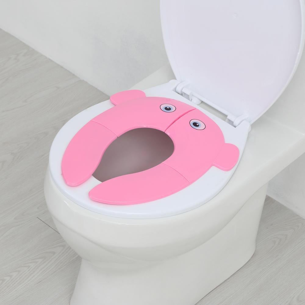 Детская накладка на унитаз SUNROZ Elephant Shape Folding Potty Seat дорожная складная Розовый (SUN5015)