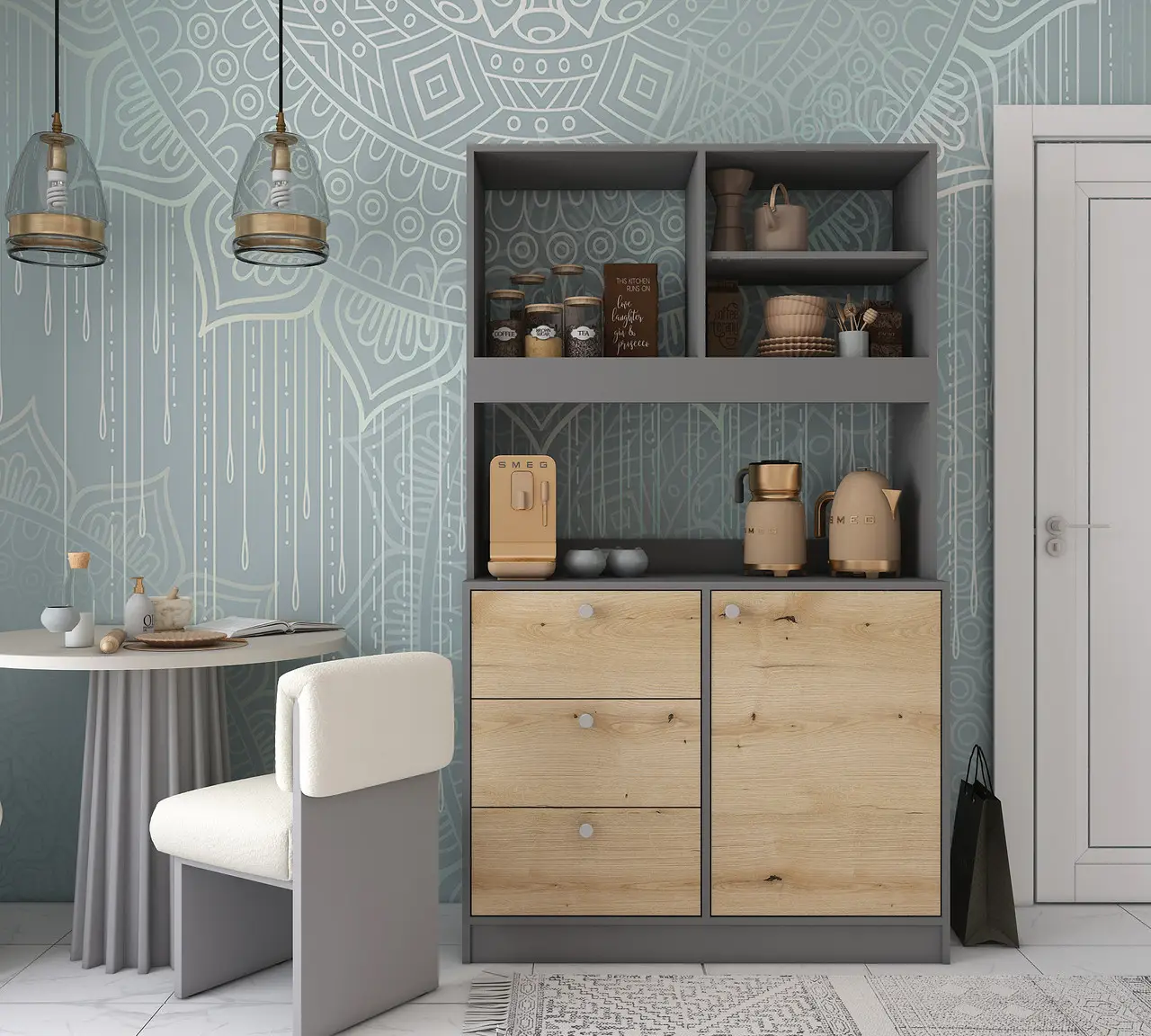 Міні-кухня Doros Лея ДСП 100х43х171 см Графіт/Дуб явок (DRS-011435) - фото 3 Міні-кухня Doros Лея ДСП 100х43х171 см Графіт/Дуб явок (DRS-011435) - фото 3