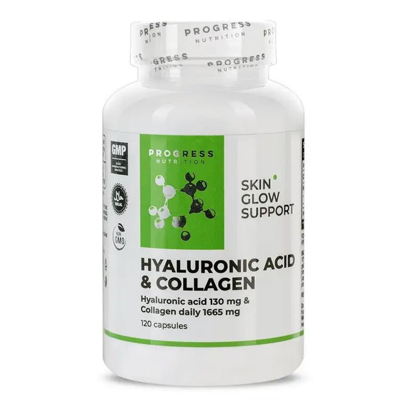 Гіалуронова кислота та колаген Progress Nutrition Hyaluronic Acid & Collagen 120 капс. (23165-01)