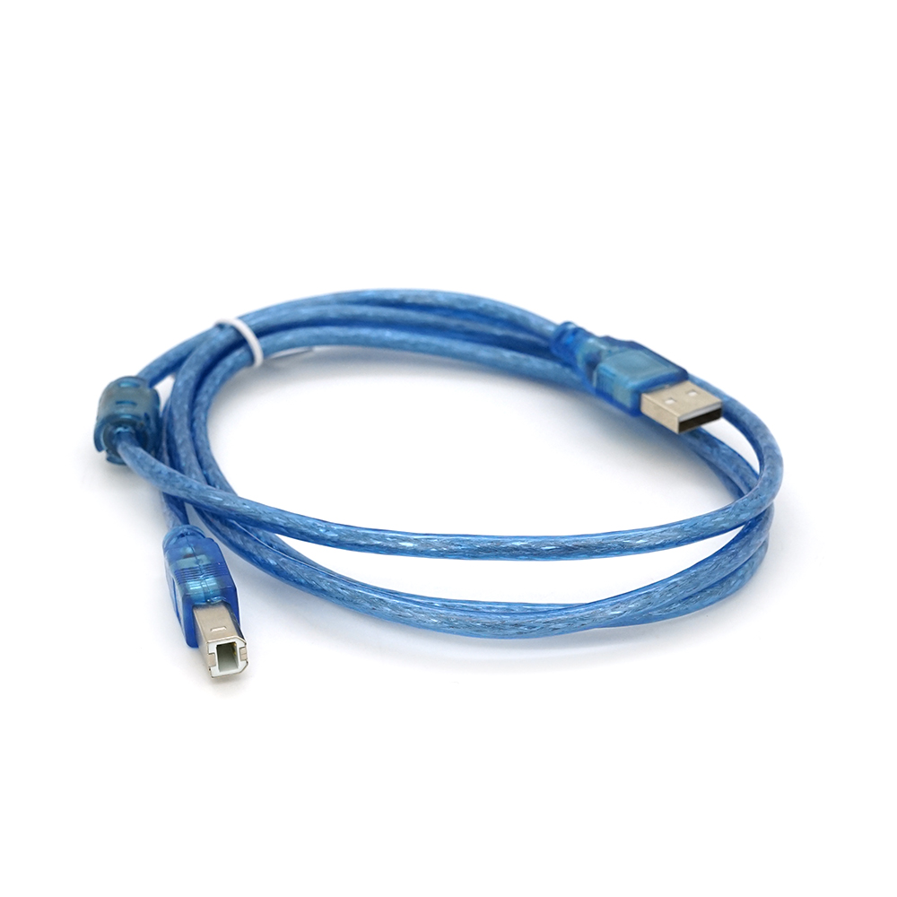 Кабель USB 2,0 AM/BM 2 феррита прозрачный 1,5 м (1080)