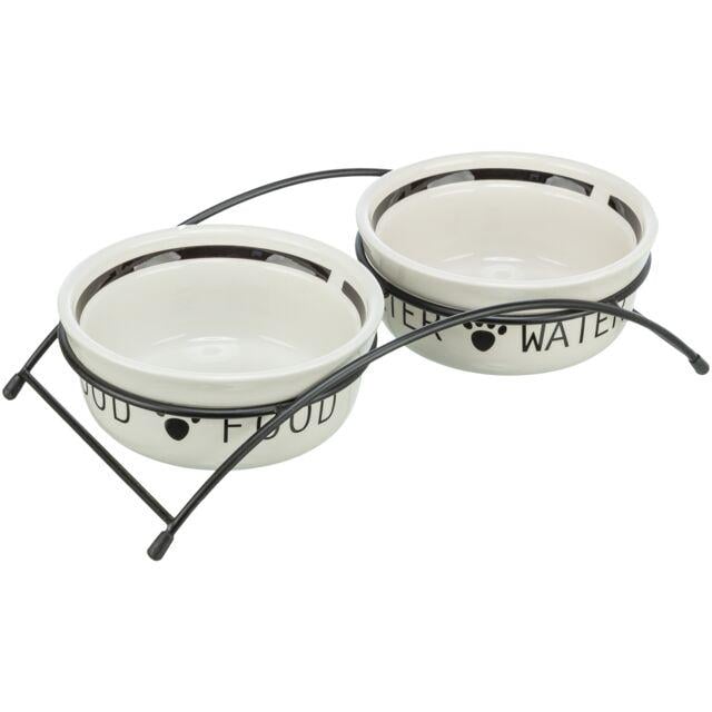 Миски керамические на подставке Food/Water для собак 0,25 л 13 см (TX-24640)