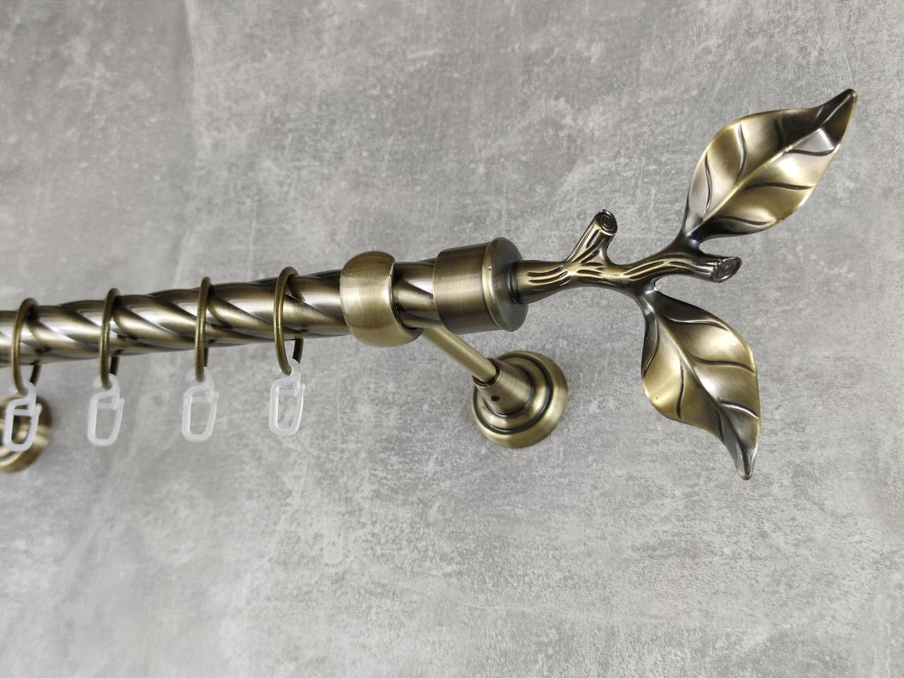 Карниз MStyle металлический для штор однорядный Листок Розы 25 мм крученый 400 см Антик (5011802)