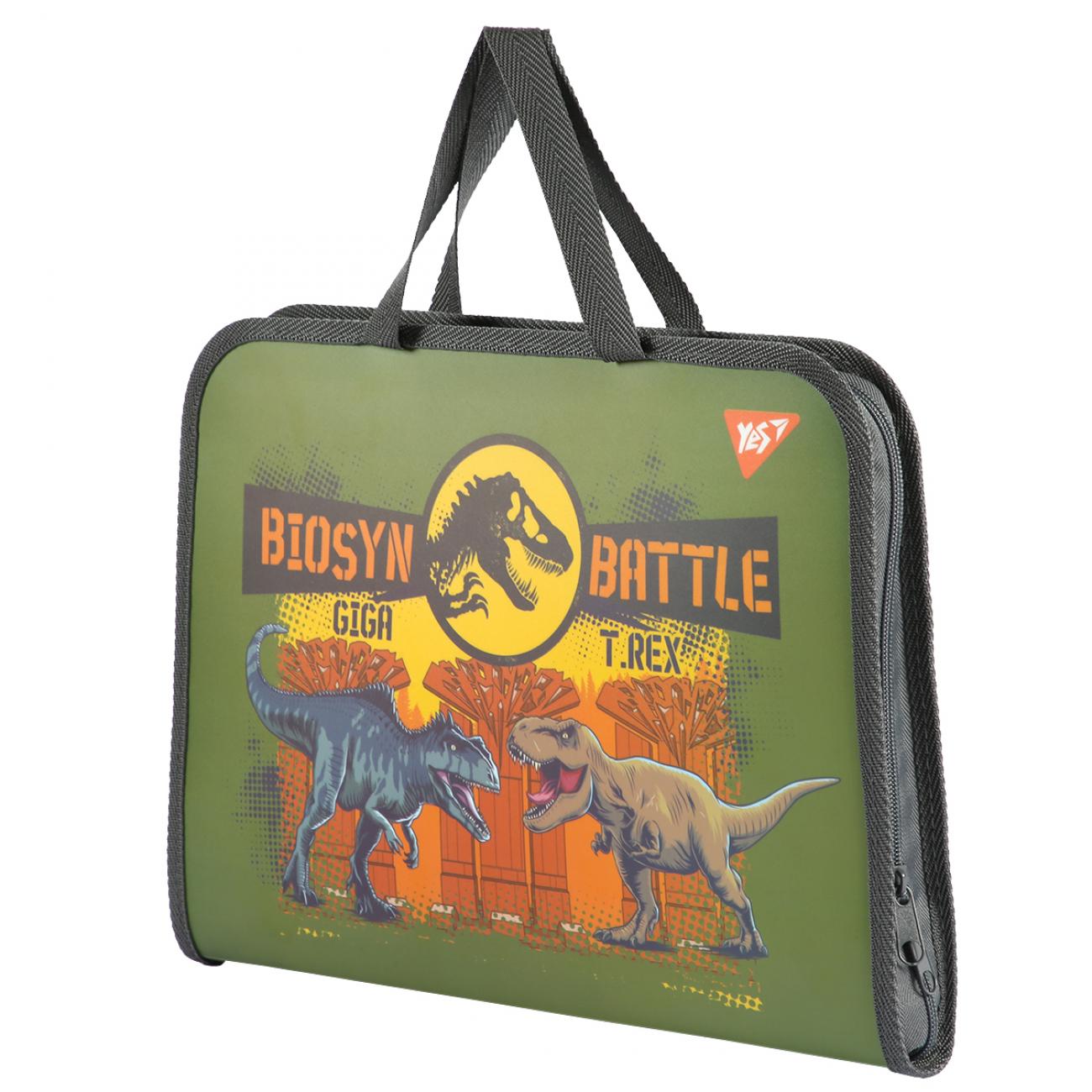 Папка-портфель шкільний YES FC JURASSIC WORLD на блискавці з тканинними ручками (492314) - фото 3 Папка-портфель шкільний YES FC JURASSIC WORLD на блискавці з тканинними ручками (492314) - фото 3
