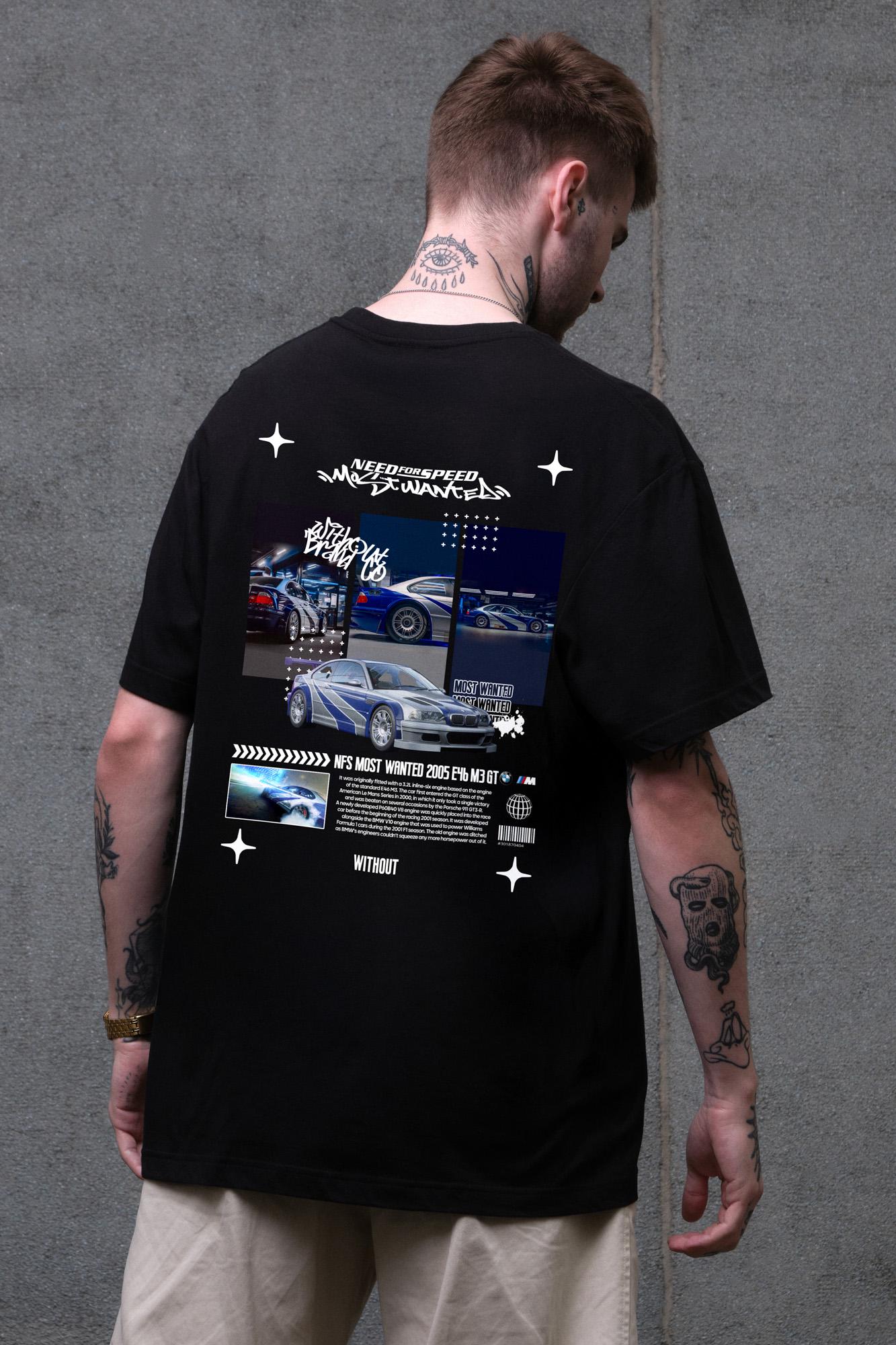 Футболка чоловіча Without з принтом Wanted оверсайз S/M Black (S8049680)