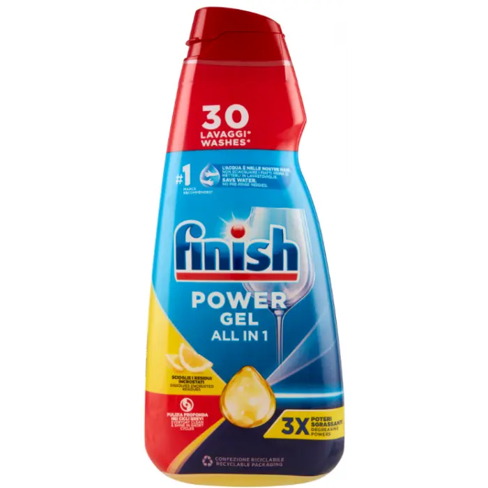 Гель для миття посуду Finish Power Gel Lemon в посудомийних машинах 30 мийок 600 мл - фото 1