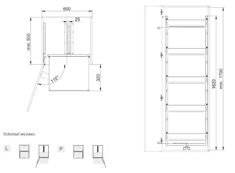 Карго Rejs MAXI Space Classic Универсальный 600x1700 мм 5 полок Графит (WE31.0081.01.924) - фото 3