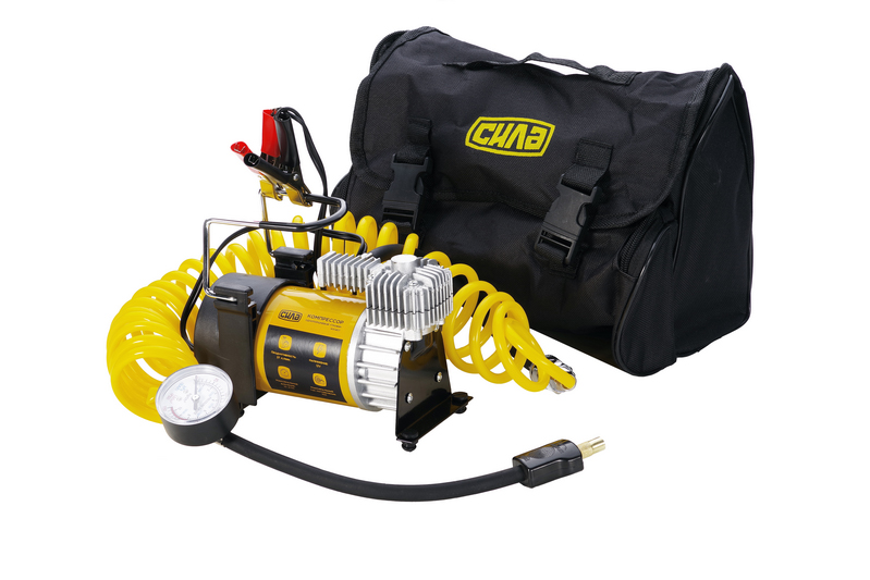 Компресор автомобільний Сила однопоршневий 37 л/хв 10 Атм 15 А кручений шланг (212542)