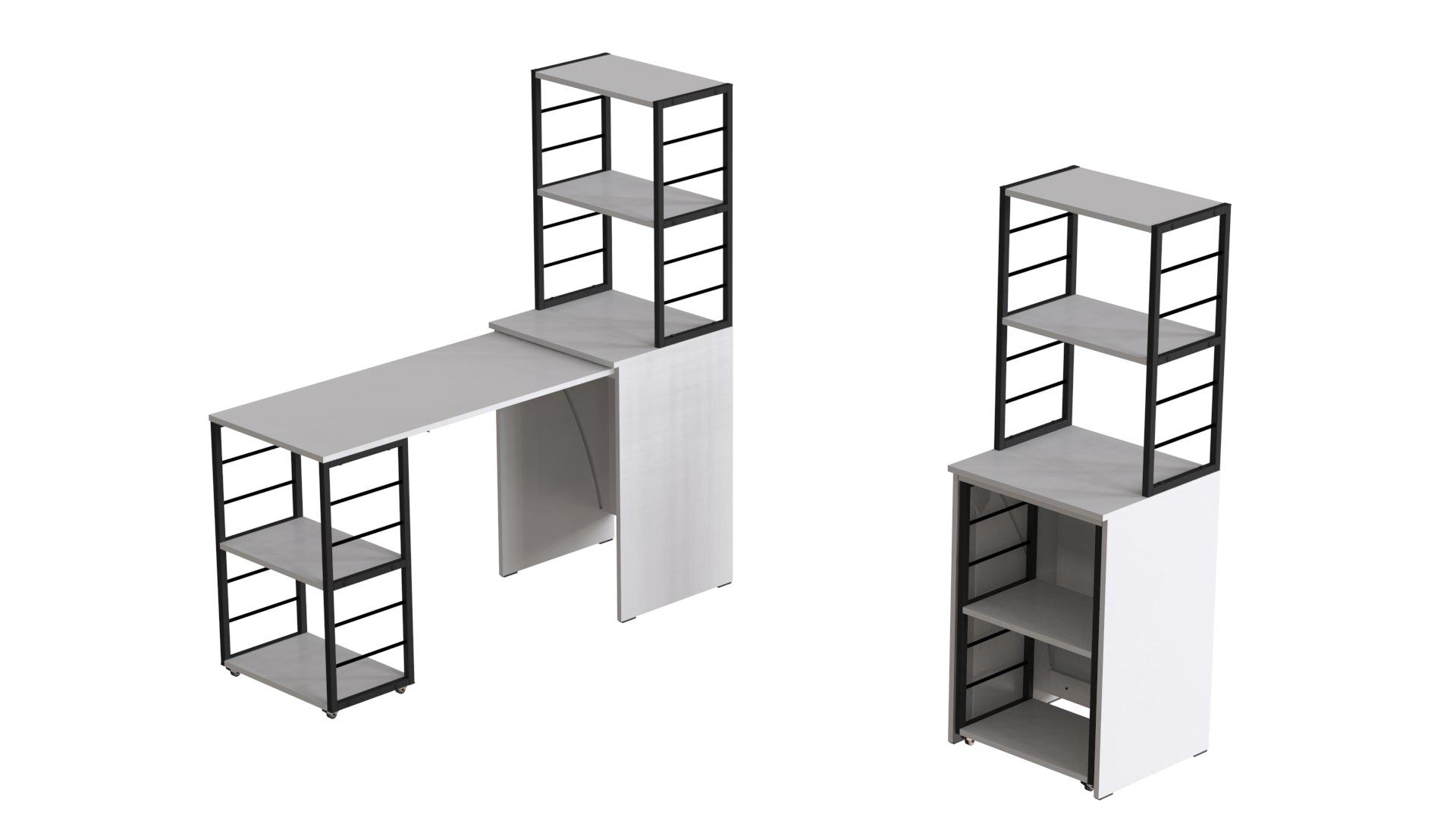 Стіл-тумба трансформер Ferrum-decor Смарт 3/2 з етажеркою метал/ДСП 16 мм 1430x1450x600 мм Чорний/Білий (FRD-105116) - фото 9 Стіл-тумба трансформер Ferrum-decor Смарт 3/2 з етажеркою метал/ДСП 16 мм 1430x1450x600 мм Чорний/Білий (FRD-105116) - фото 9