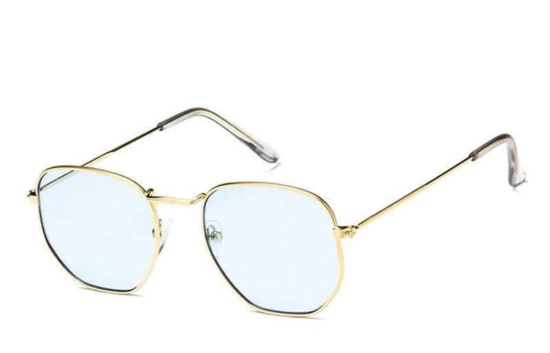 Солнцезащитные геометрические очки с цветной линзой Голубой