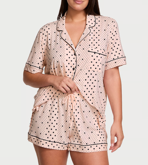 Піжама жіноча Victoria's Secret Modal Soft Short Pajama Set модал в горохи XS Рожевий (27557633)