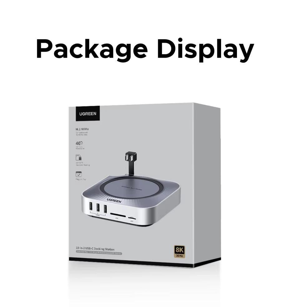 Док-станция UGREEN CM887 для Mac Mini M4/M4 Pro два порта Type-C на M.2 NVMe SSD 40 Gbps HDMI 8K Pro Grey (95503A) - фото 22
