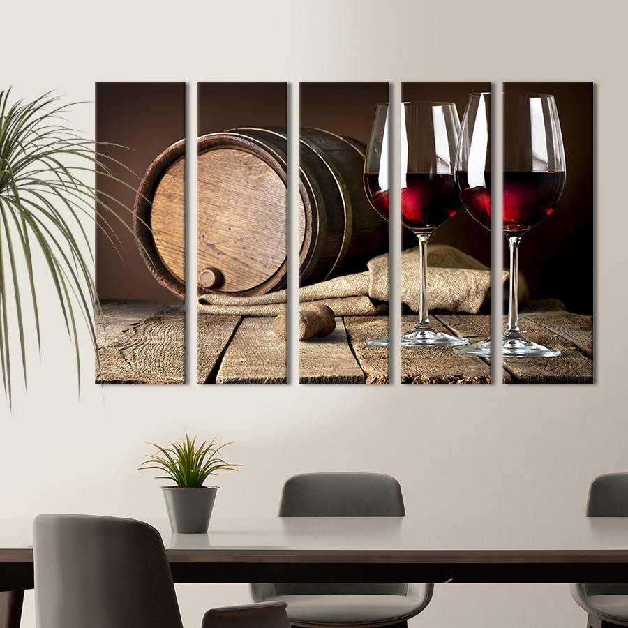 Модульная картина из 5 частей Изысканное красное вино 87x50 см (287-51)