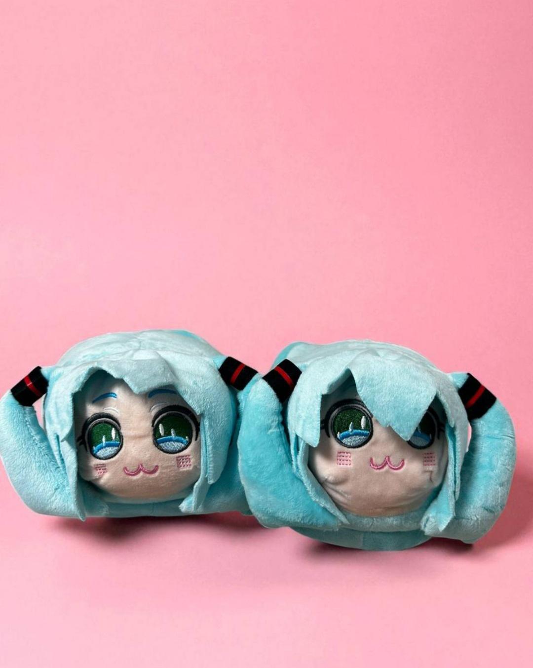 Капці домашні плюшеві Міку Хацуне аніме р. 36-41 Блакитний - фото 2