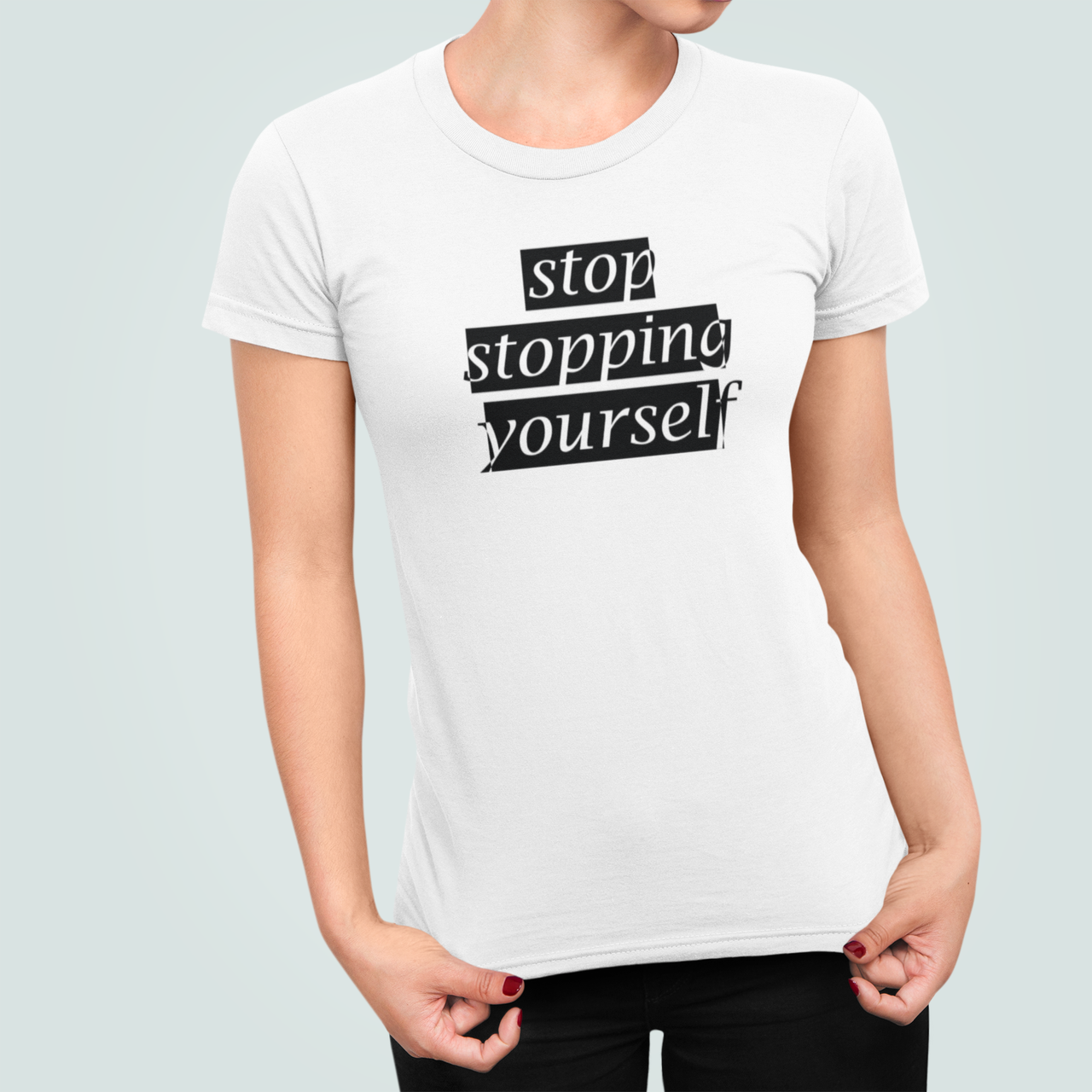Футболка женская Stedman с принтом "Stop stopping yourself" М Белый (ПН427.1-7)