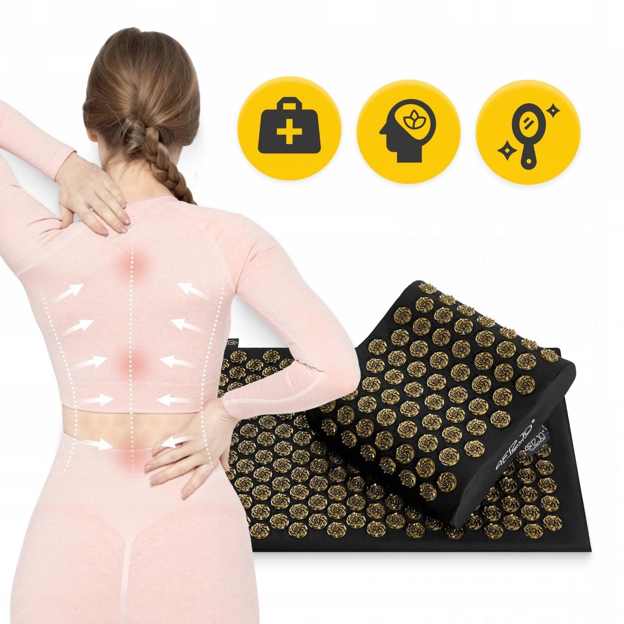 Коврик акупунктурный с подушкой 4fizjo Ergo Mat Аппликатор Кузнецова Black/Gold (P-5907739313881) - фото 7 Коврик акупунктурный с подушкой 4fizjo Ergo Mat Аппликатор Кузнецова Black/Gold (P-5907739313881) - фото 7