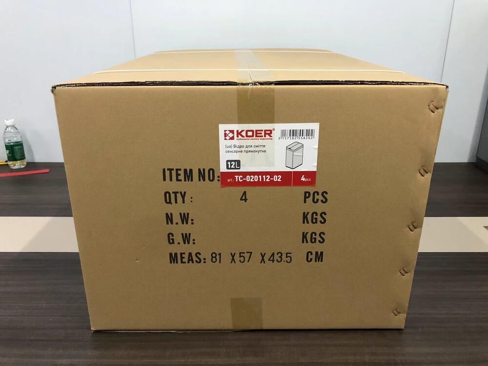Мусорное ведро сенсорное Koer TC-020112-02 прямоугольное 12 л Нержавеющая сталь (KR5582) - фото 4