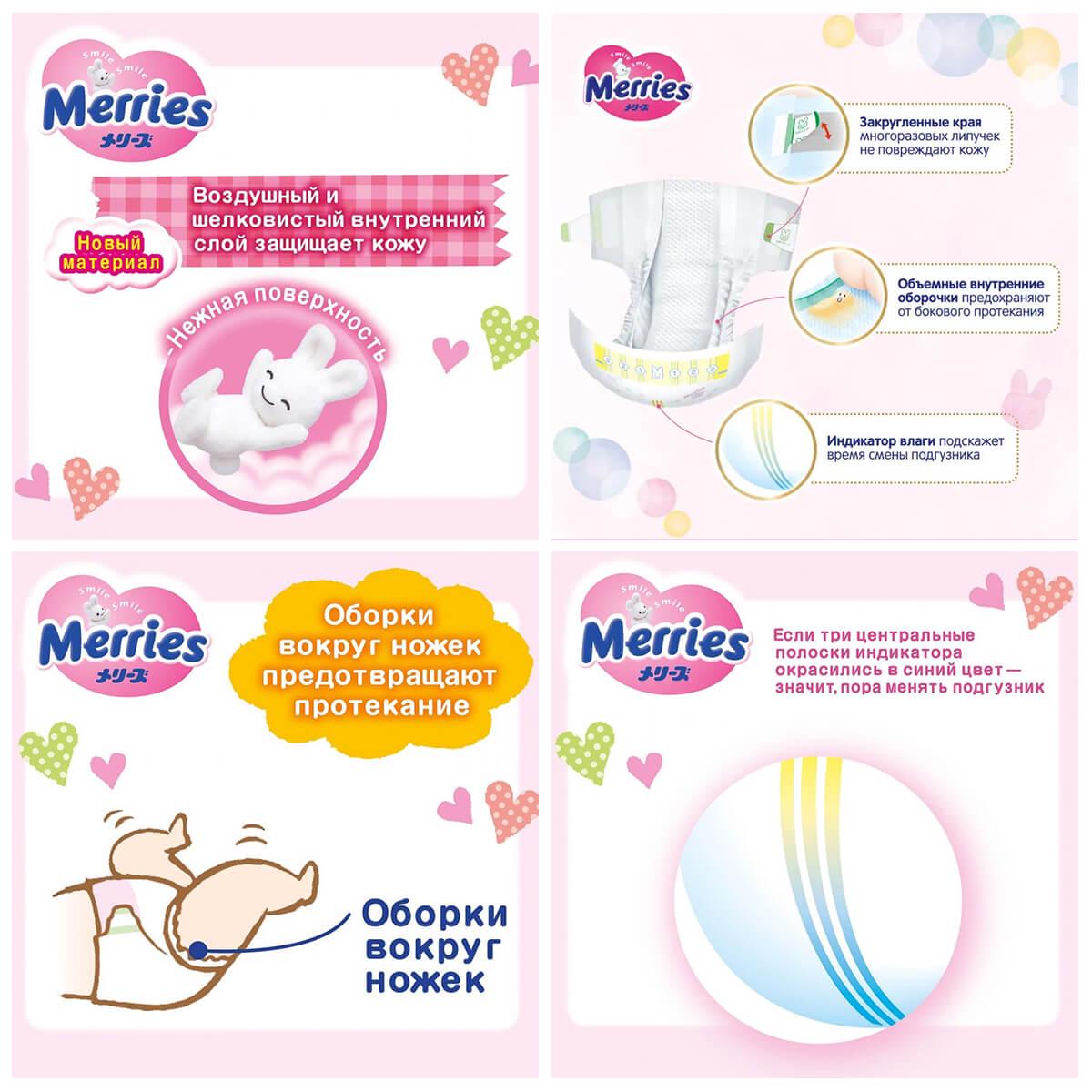 Подгузники MERRIES M 6-11 кг 64 шт. 2 уп. (4901301230843-2) - фото 4