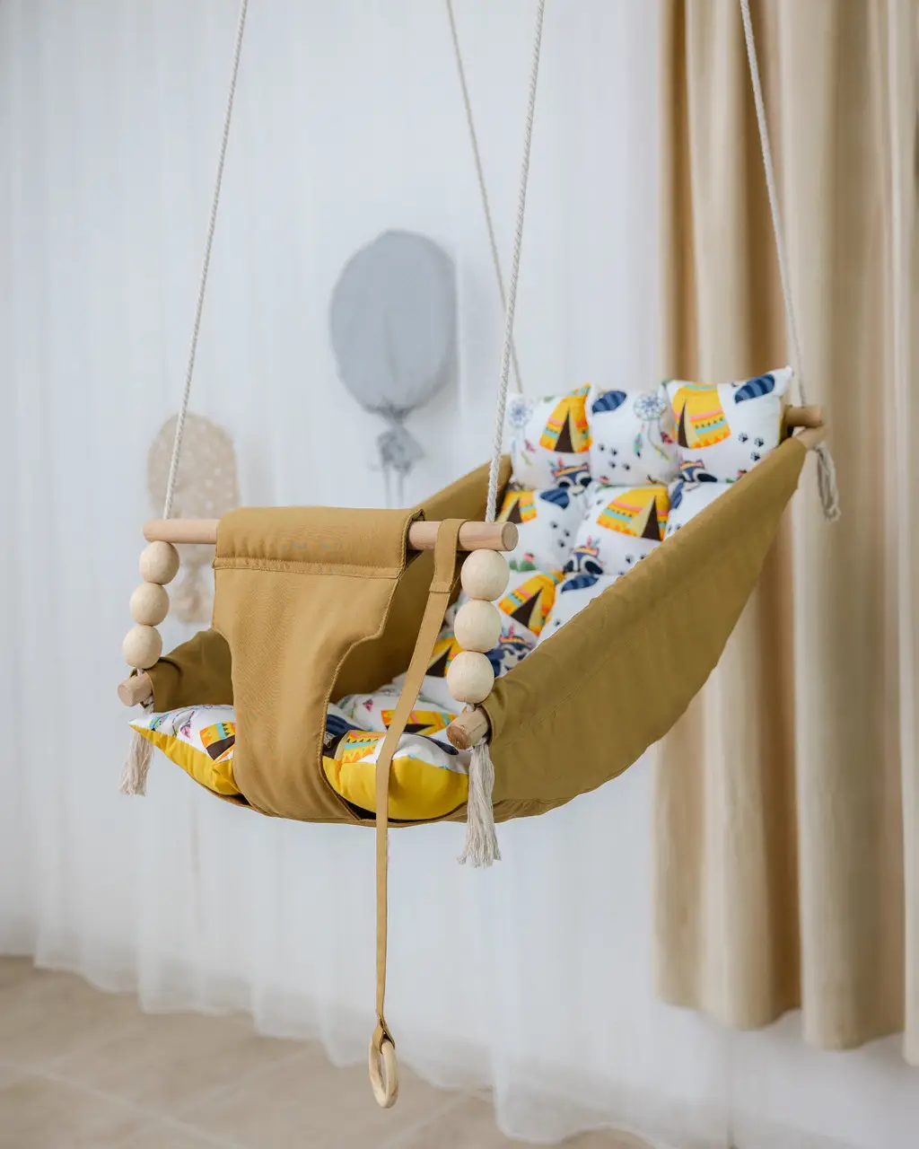 Качели подвесная люлька Индейцы для детей от 6 месяцев 105х53 см нагрузкой до 40 кг