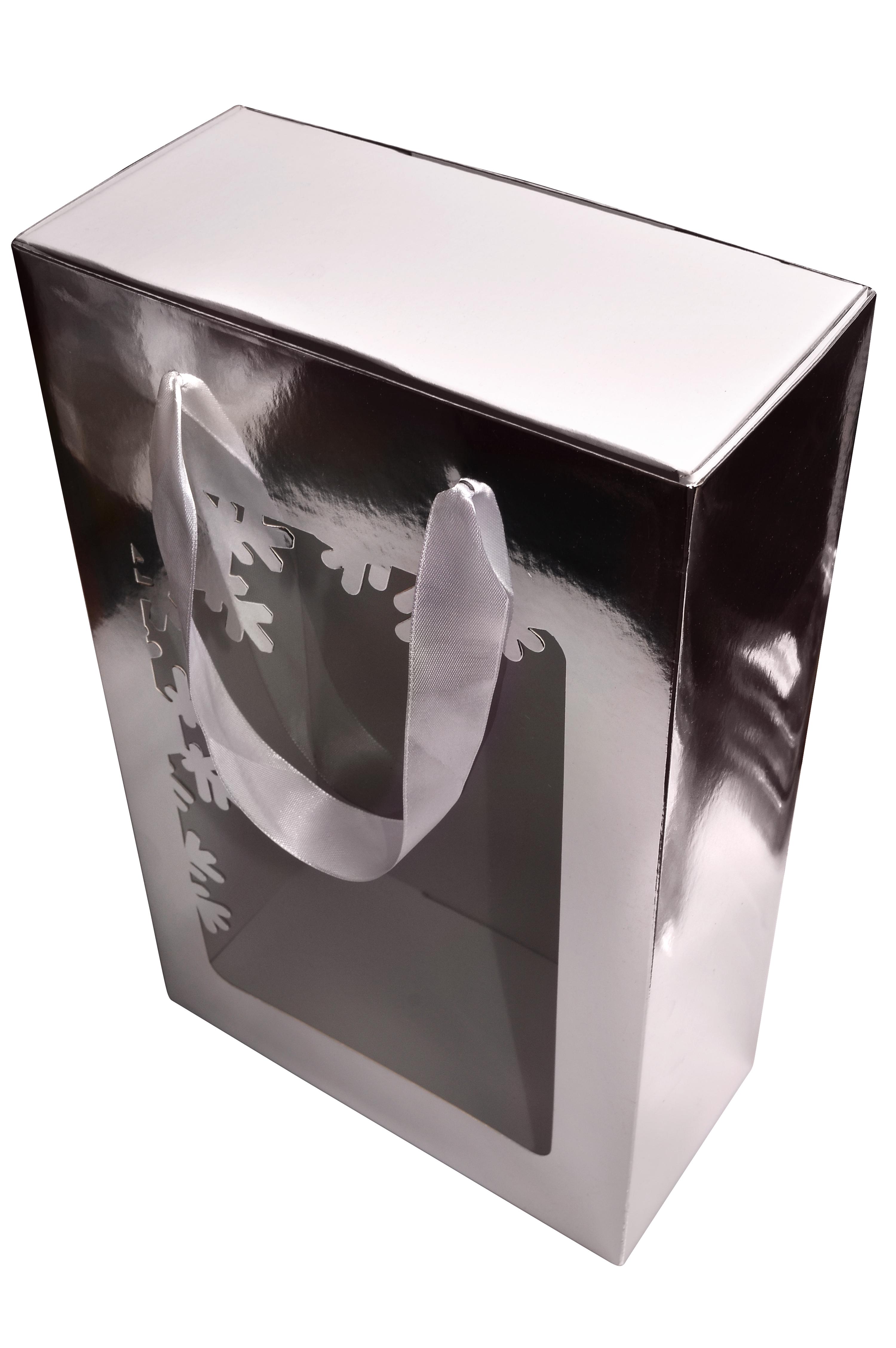 Подарункова коробка з пакетом 350х210х100 мм Сріблястий (409919190) - фото 2 Подарункова коробка з пакетом 350х210х100 мм Сріблястий (409919190) - фото 2