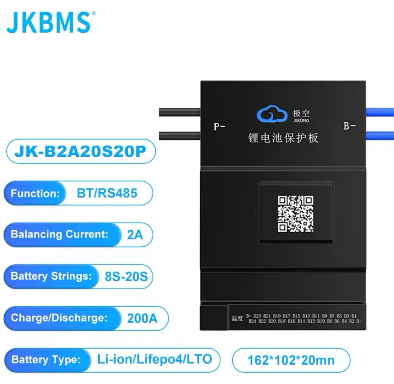 Контролер JIKONG Smart BMS JK-B2A20S20P з активним балансиром 200А - фото 4 Контролер JIKONG Smart BMS JK-B2A20S20P з активним балансиром 200А - фото 4