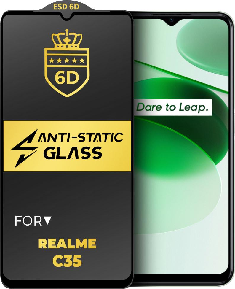 Защитное стекло 6D Anti-Static Realme C35 Glass Shield - фото 1