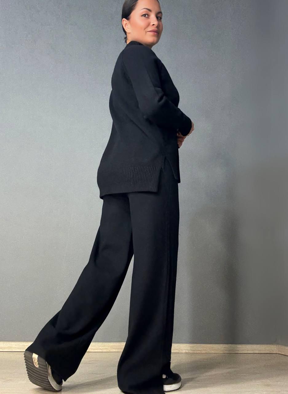 Костюм жіночий ACCORDDREAM 6841-8636 светр з брюками палаццо в'язаний OS Чорний (5179) - фото 4