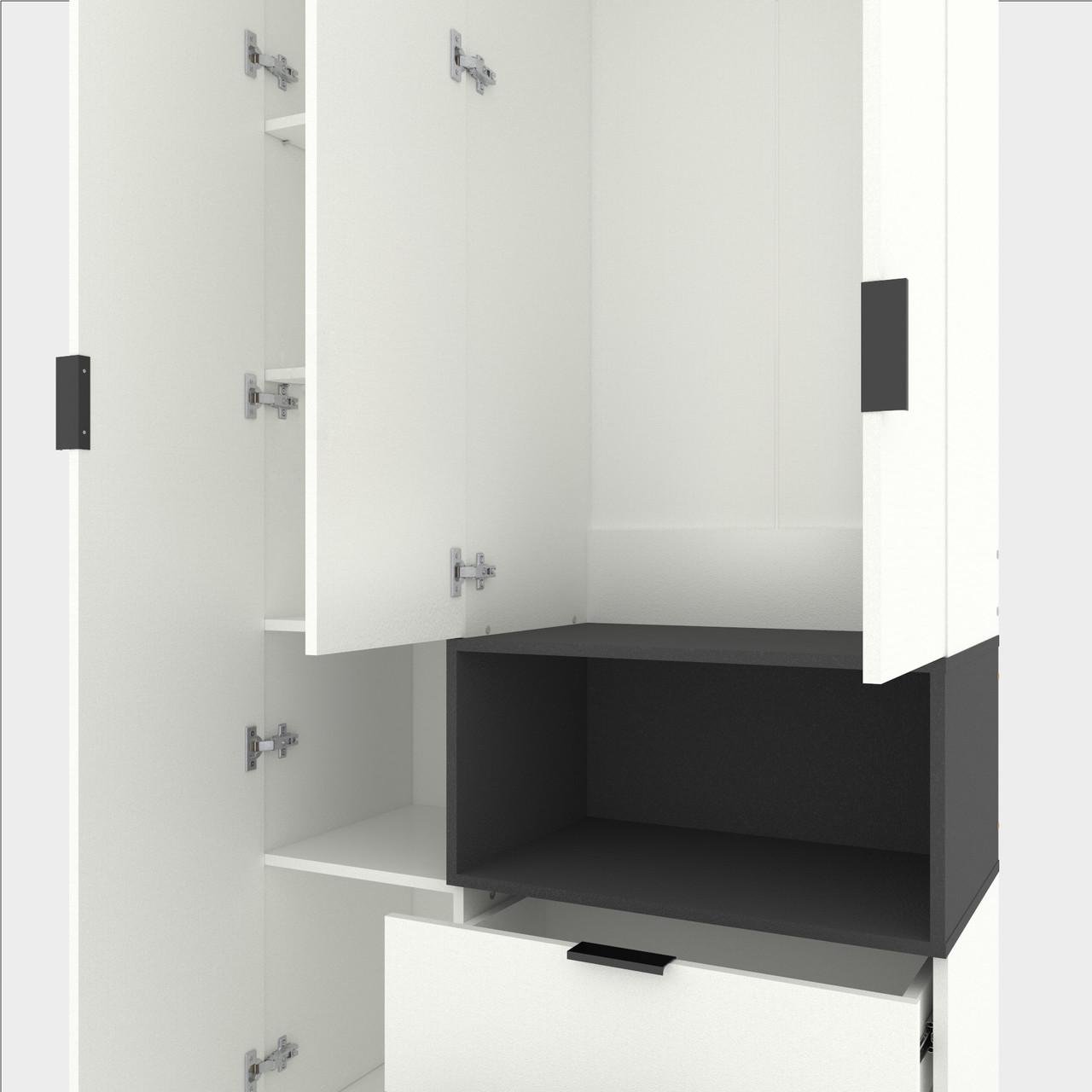 Шафа Metkas Home A002R ЛДСП 1000x420x2300 мм Білий Сніг/Антрацитовий - фото 4 Шафа Metkas Home A002R ЛДСП 1000x420x2300 мм Білий Сніг/Антрацитовий - фото 4