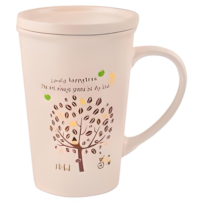 Чашка Limited Edition TREE з кришкою 390 мл Білий (HTK-046)