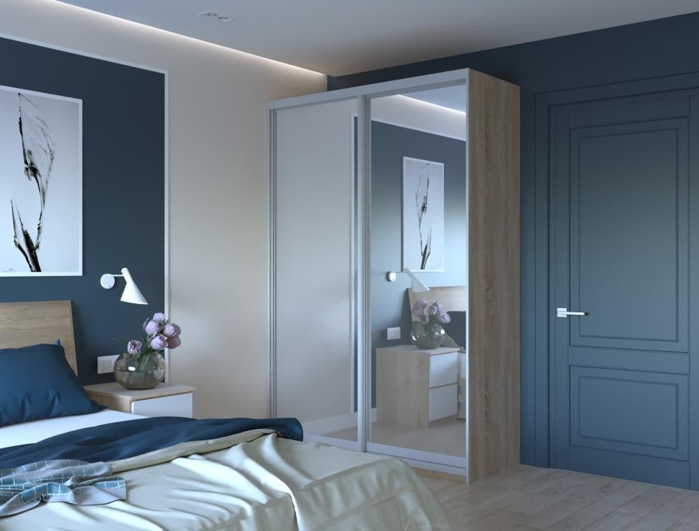 Шкаф-купе двухдверный Doros Сити Лайт 150х60х225 см Дуб Сонома/2 Зеркала (DRS-011088)