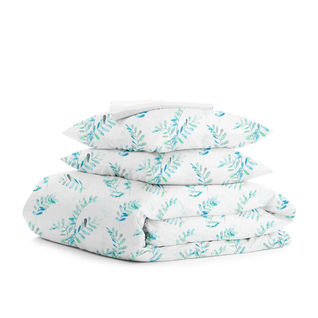 Двуспальный постельный комплект Cosas Foliage MintWhite White 180х220 см (4822052047682)