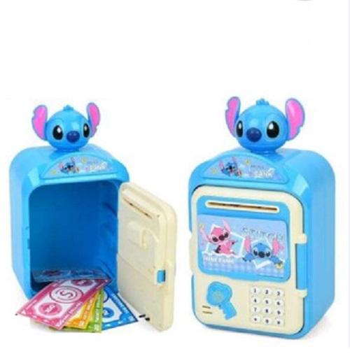 Сейф Стич с отпечатком пальцев для денег на батарейках Голубой DB-0023) - фото 4