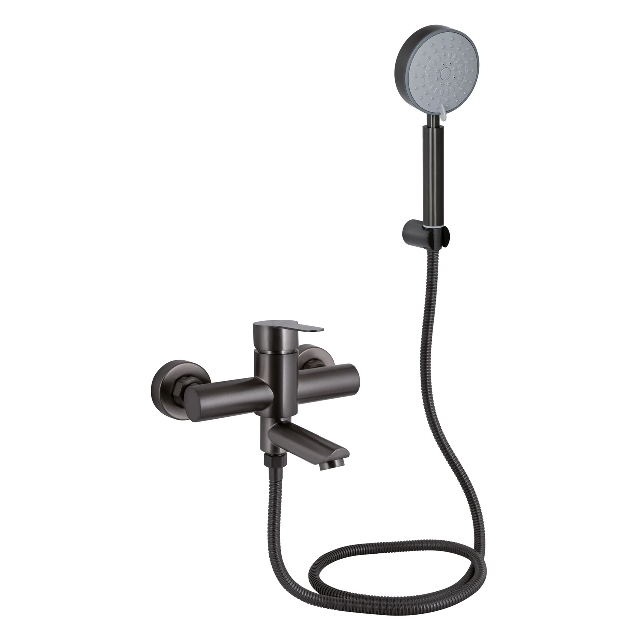 Смеситель для ванны Brinex Pure 006 BRIPUR006GRP с поворотным изливом с душевым гарнитуром Graphite (2552213059)