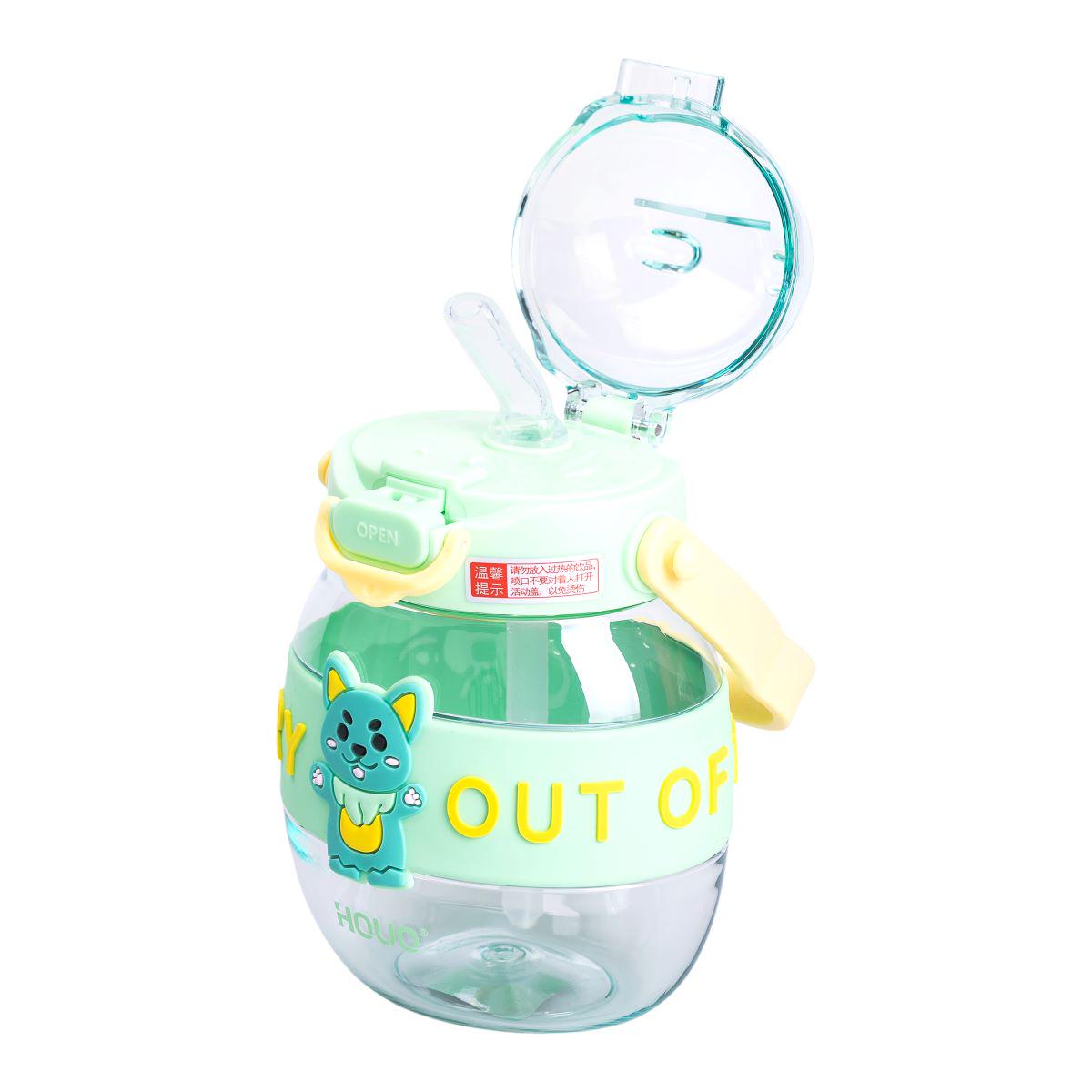 Пляшка для води дитяча з трубочкою з ручкою та ремінцем 580 мл Зелений (6752) - фото 7 Пляшка для води дитяча з трубочкою з ручкою та ремінцем 580 мл Зелений (6752) - фото 7