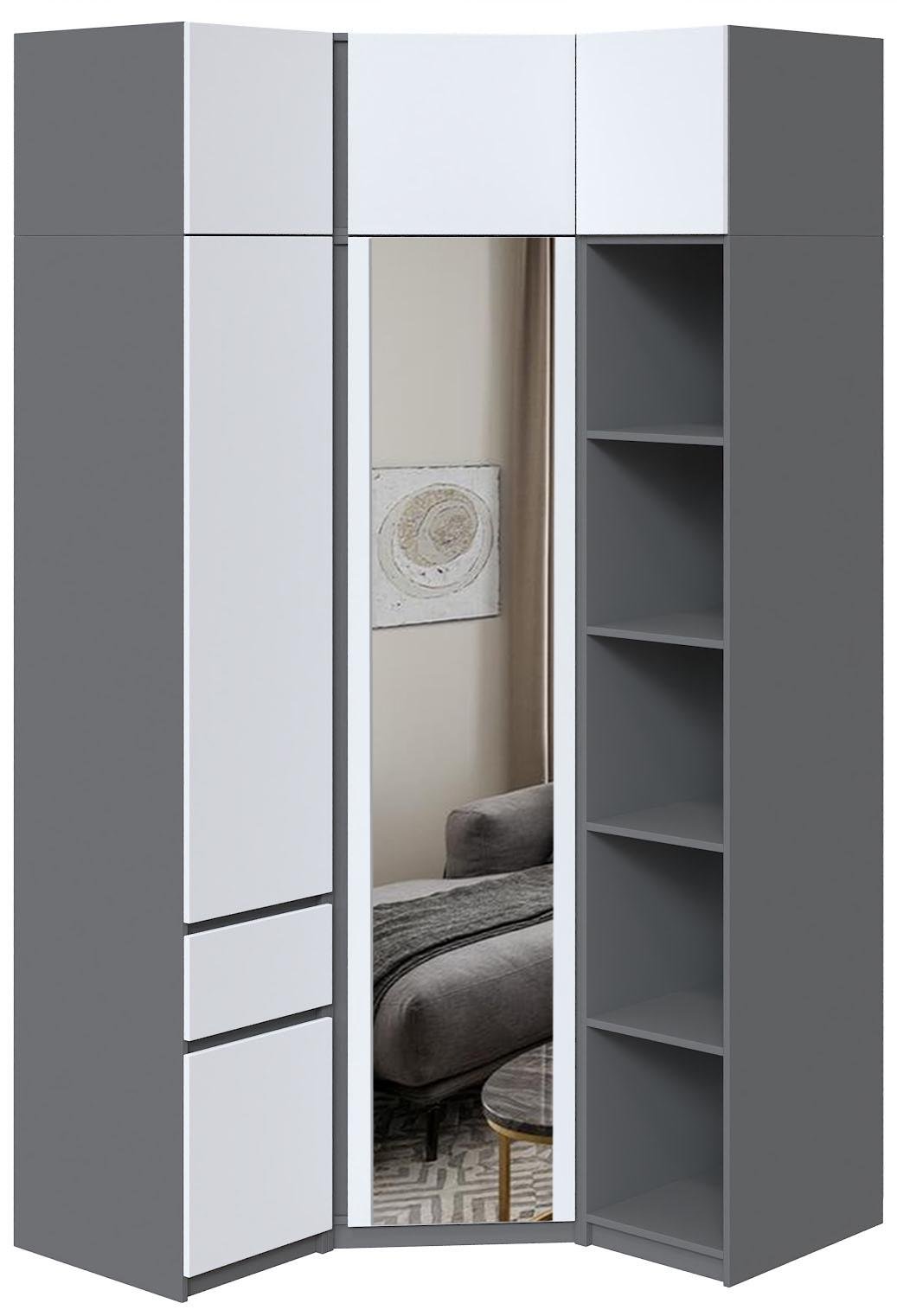 Шкаф-стенка угловой Мастер Форм Брайт 1250х520х2400 мм Антрацит/Белый (32842) - фото 1 Шкаф-стенка угловой Мастер Форм Брайт 1250х520х2400 мм Антрацит/Белый (32842) - фото 1