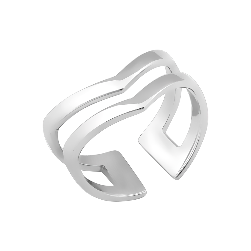 Кольцо серебряное Двойной треугольник на верхнюю фалангу без вставок р. 18