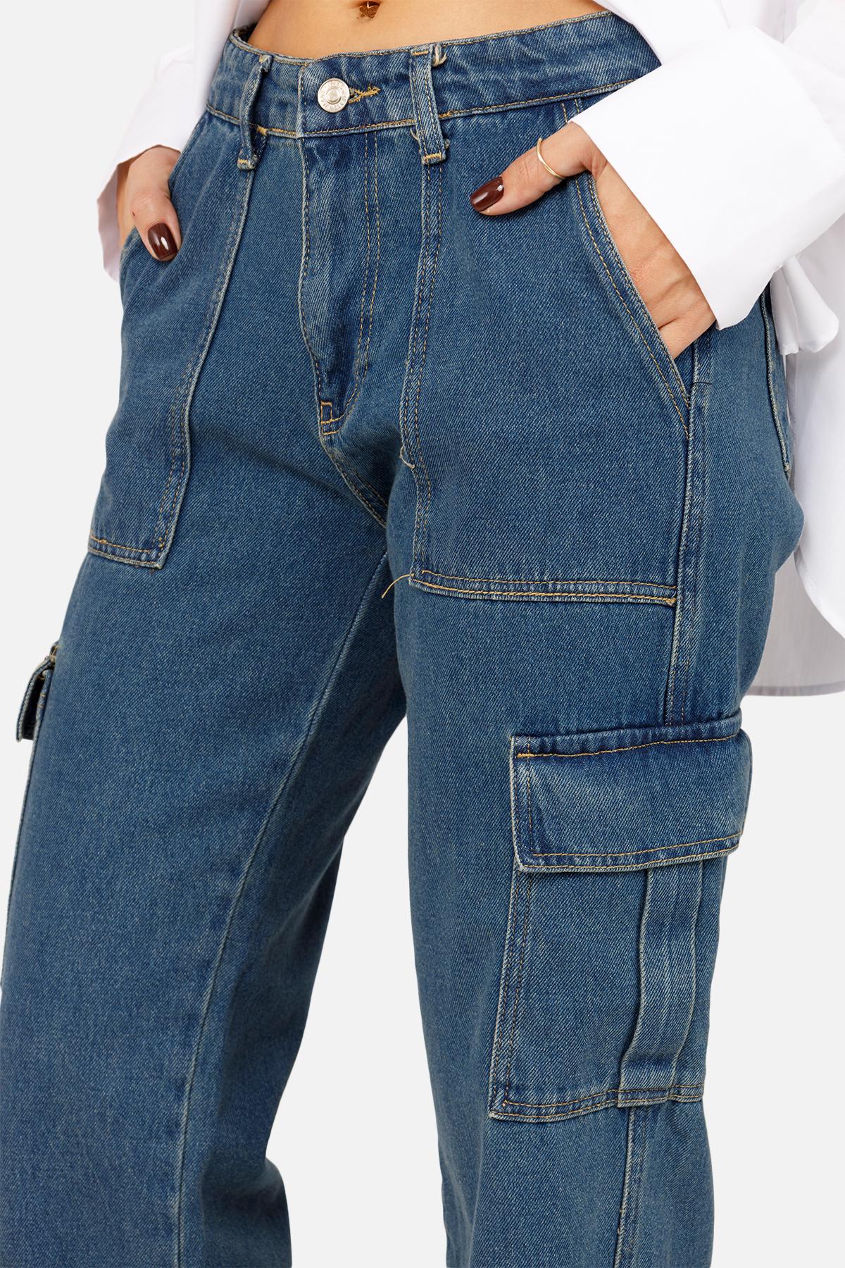 Джинсы женские Wide ЦБ-00257336 р. 50 Синий (SKT001012676) - фото 3