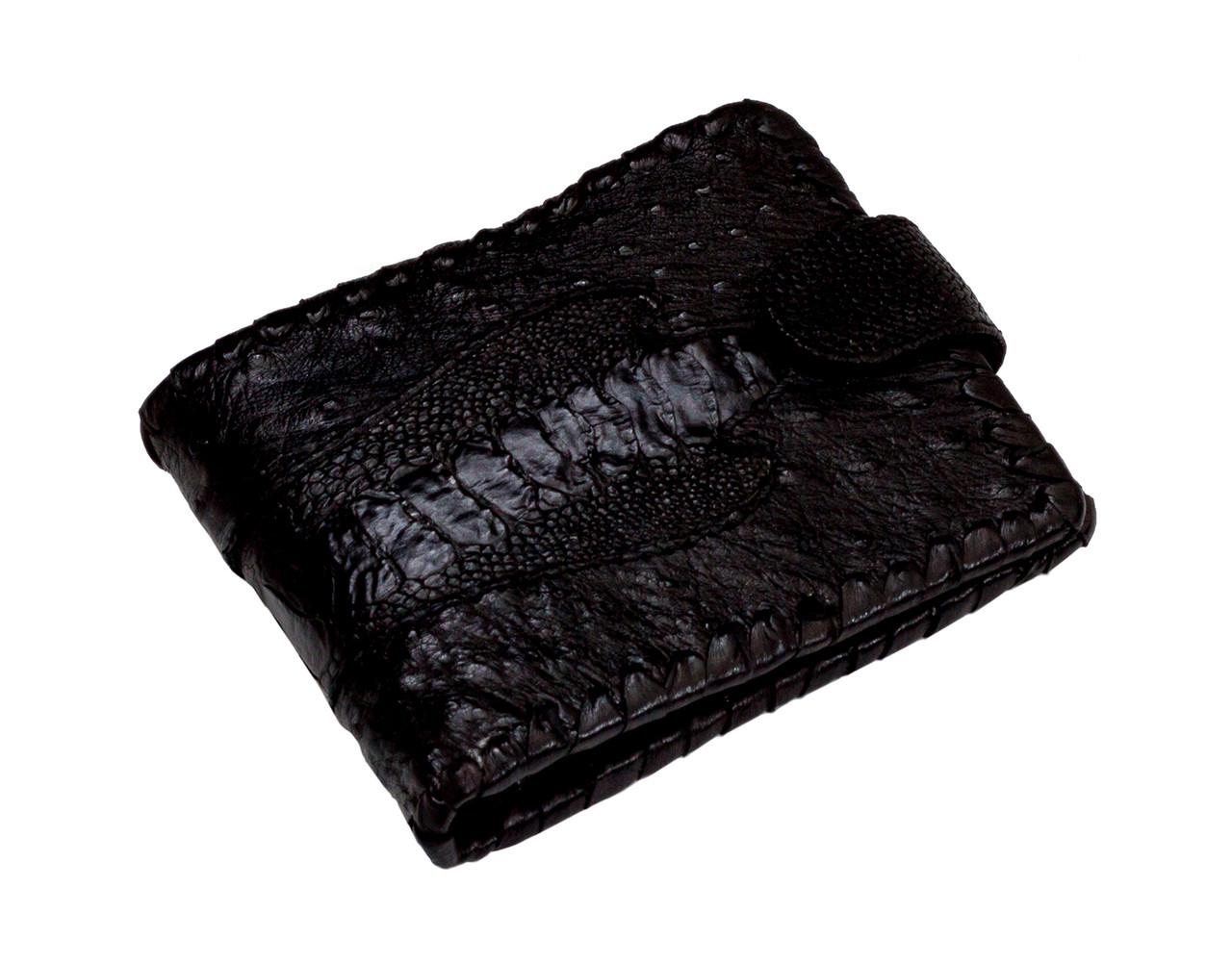 Портмоне Ekzotic leather из кожи страуса Черный (ow05)