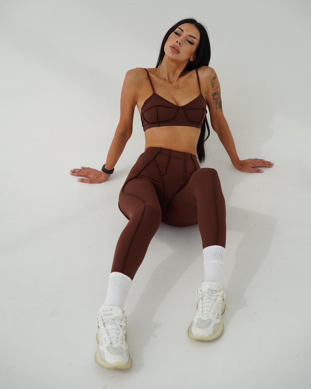 Топ со швами наружу с чашками L Шоколадный (RTPX06L) - фото 2