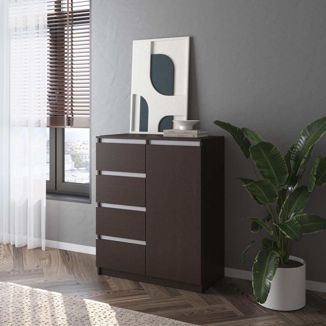 Комод з шухлядами та полицями Вайс R-32 80х40х98 см Венге Темний - Білі планки (30325226) - фото 1 Комод з шухлядами та полицями Вайс R-32 80х40х98 см Венге Темний - Білі планки (30325226) - фото 1