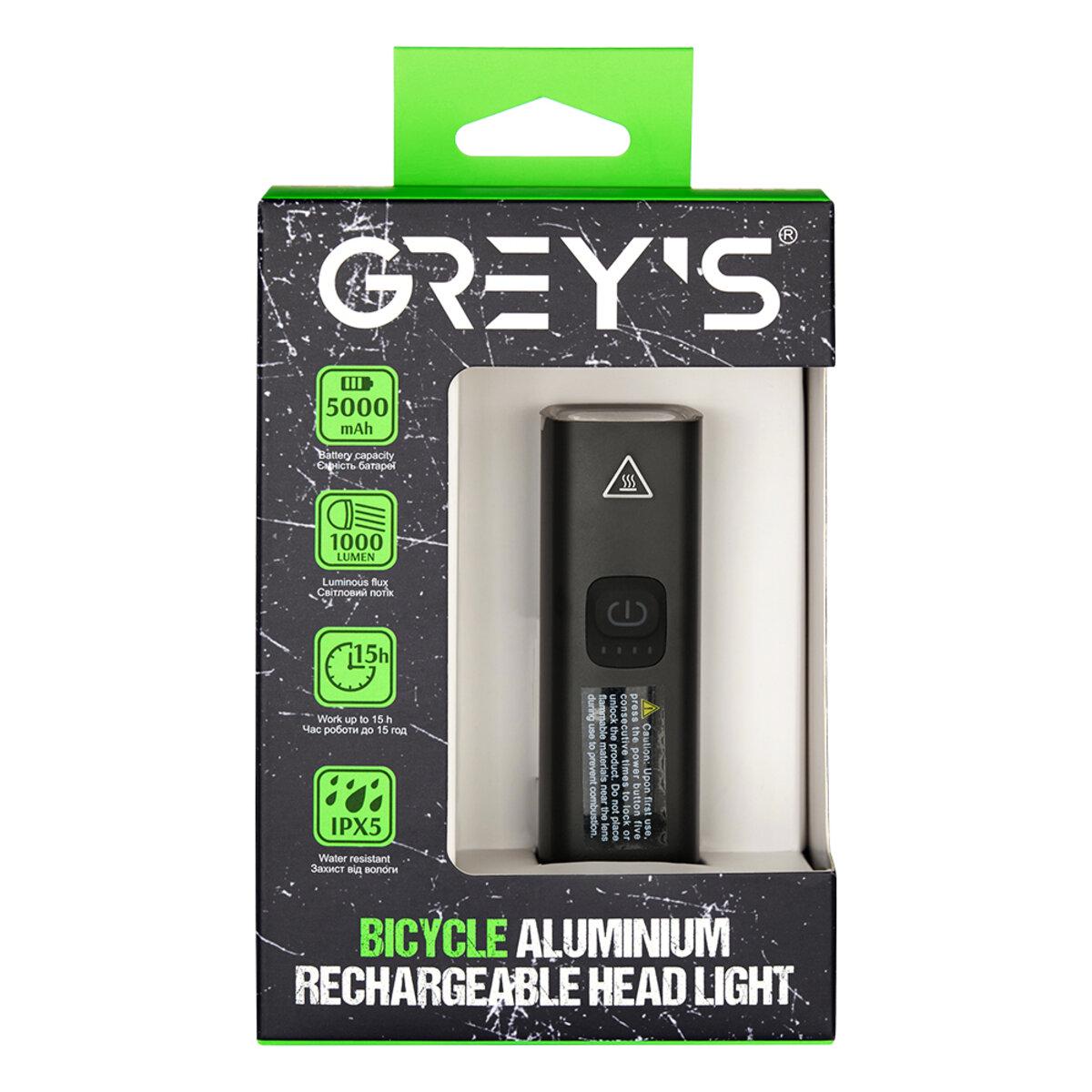 Фара велосипедная Grey's 1000 лм 5000 mAh Фара велосипедная Grey's 1000 лм 5000 mAh