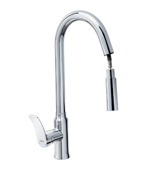 Смеситель для кухни Haiba Bolero 014 с выдвижной воронкой Chrome/Латунь (HB9591)